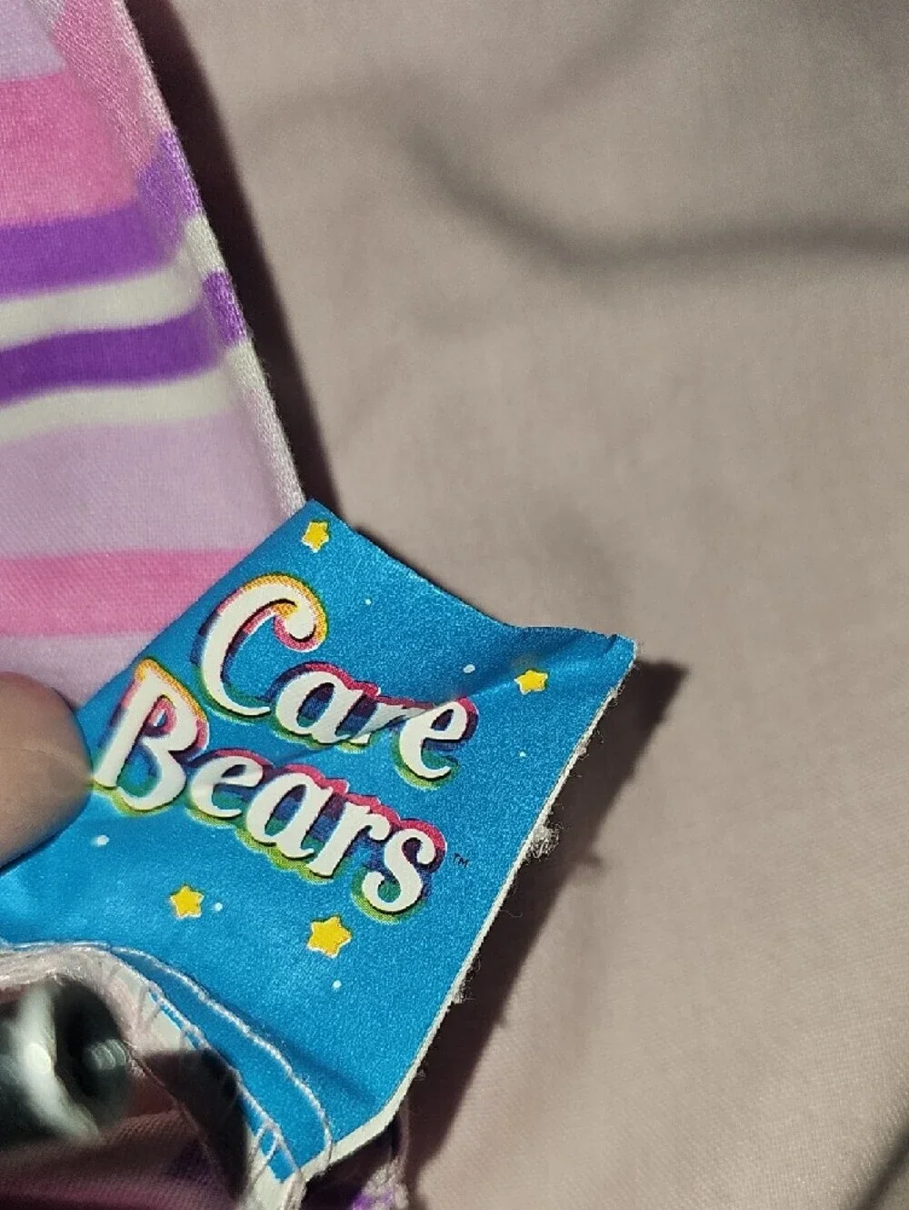 Care Bears Vintage Pink and Purple Striped Twin Doublesided Pillowcase